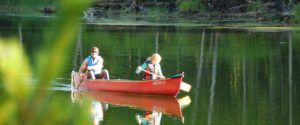 Romantic canoe ride on Griffin Lake